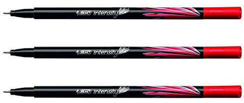 BIC Fineliner Intensity Fineliner mit Ringspitze, Metall, 0,4 mm, Rot, 3 Stück