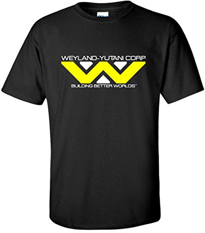 Weyland-Yutani Corp Alien 80s Ski-Fri Movie Film Black T-Shirt