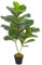 vidaXL Planta Artificial Decoración Ficus Maceta Flores Decorativas Realistas Exterior Interior Oficina Hojas Grandes Plástico 90 cm Alta Verde