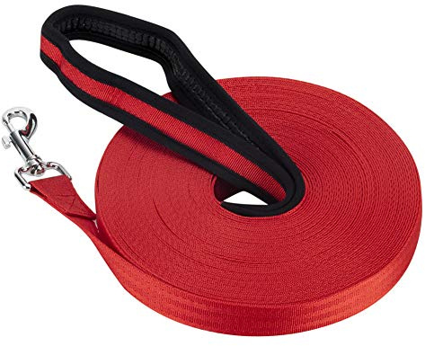 Vivifying Dog Training Lead - 20m/65ft Nylon Training Leash for Pet Tracking & Obedience (Red)