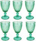 Vintage 6er-Set Farbige Weingläser und Trinkgläser mit Diamant Muster (Netz Türkis Weinglas), Longdrinkgläser, Cocktail Gläser mit Prägung, Glas, Trinkglas, Weinglas, Wasserglas, Glaskelche