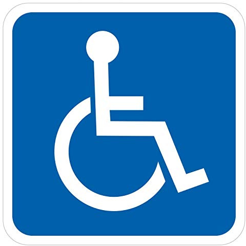 Sticker Rollstuhlfahrer Behinderten Aufkleber Warnaufkleber Selbstklebend KFZ Auto Scheibe UV Wetterfest Blau Weiß - Verschiedene Größen wählbar (5 x 5 cm)