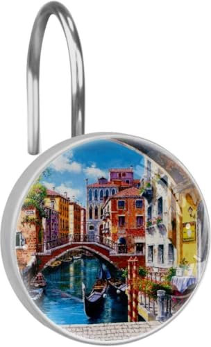 Eslifey Venedig Malerei Duschvorhang Haken Ringe Set von 12 Harz Duschhaken