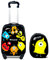 RELAX4LIFE Set de Valise Enfant à roulettes 16 et Sac à Dos 12 en ABS, Bagage Trolley Enfant pour Voyage, École, Jardin d’Enfant, Éléphant Coloré/Poulain Rose/Zoo Bleu (Monstre Noir)