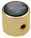 Boston Potiknopf, Dome Knob, mit schwarzer Perleneinlage, 18x18mm, mit Schraube, gold