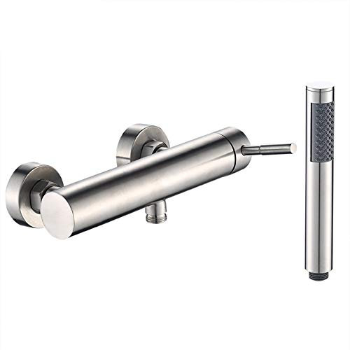 Badewannenarmatur Mit Handbrause - Wannenarmatur, Inkl Brausehalter Und 1,5M Duschschlauch, Stilvolle Badewanne Wasserhahn - Dusche Set, Einhand-Wannenbatterie, Edelstahl Gebürstet, Moderner Stil