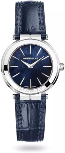 Michel Herbelin Damen Analog Quarz Uhr mit Leder Armband 16922AP60BL