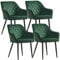 SONGMICS Esszimmerstühle, 4er Set, Sessel, Loungesessel, mit Armlehne, Bezug aus Samt, Metallbeine, bis 110 kg belastbar, für Esszimmer, Küche, Wohnzimmer, Schlafzimmer, grün LDC088C01-4