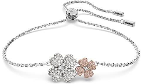 Swarovski Latisha Armband, Rhodiniertes Damenarmband mit Edlen Blumen-Motiven und Strahlenden Swarovski Kristallen
