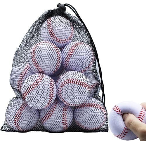 Magicorange Foam Baseballs,12 Ball Pack Practice Training Baseballs,White