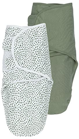 Meyco Baby Cheetah/Uni Pucksack 2er Pack, Erstausstattung Neugeborene (Pucktuch für Babys ab 0-3 Monaten, weicher Schlafkomfort, atmungsaktiv und feuchtigkeitsabsorbierend, Einschlafhilfe), Waldgrün