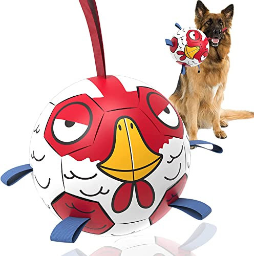 HETOO Dog Ball, Interactive Dog Football Toys with Grab Tabs, Durable Dog Balls for Large Breed Dog Water Toy Indoor & Outdoor (8 Inch)