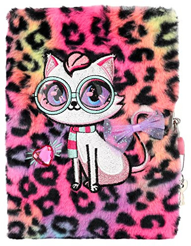 Pinkgarden Magische Katze Tagebuch für Mädchen, 160 Seiten Geheimes Tagebuch, Plüsch-Notizbuch mit Schloss und Schlüsseln zum Schreiben und Zeichnen, Geschenke für Mädchen, Kinder, Jungen