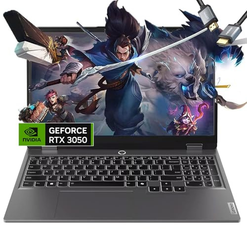 Lenovo LOQ 15 Gaming Laptop - RTX 3050 - AMD Ryzen 5 7235HS Beat i5-11320H - FHD Display 144Hz - Tastatur mit Hintergrundbeleuchtung - Windows 11 - G-SYNC - HDMI-Kabel (32GB RAM| 1TB PCIe SSD)