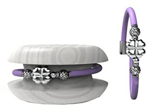 Too Late Bracciale Donna Caucciù con Strass e Charm, Bracciale Macaron Gioiello con Charm Cuore Stella Portafortuna - 100% Made in Italy (strass luck, lilla)