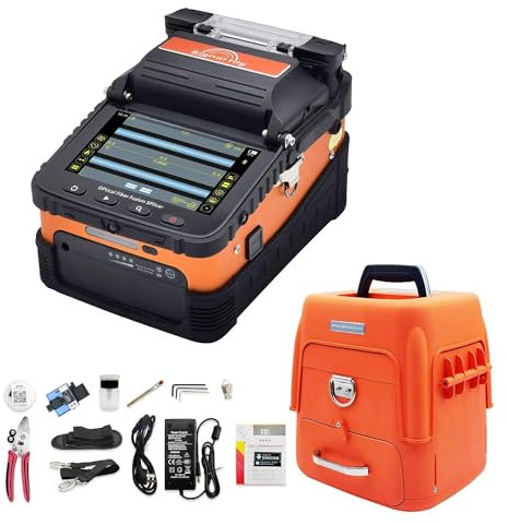 Signal fire Soudeuse Fibre Optique, Épisseuse Fusion Optique AI-6C FTTH avec écran LCD numérique 5, épissure 8S et chauffage 18S
