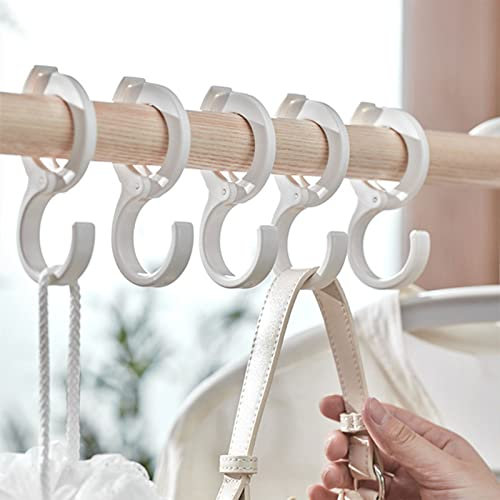 ERBO 5 Stück S Haken Set, Haken zum Einhängen mit Schnalle, Anti Drop Kunststoff Haken für kleiderstange Schrank, Küchenleiste, Schlafzimmer, Handtuch, Pflanzen, Kaffeetassen, Aufhänger (Weiß)