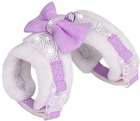FUNAT Plüsch Brustgurte für Hunde, Strass Winter Hundegeschirr, Weste Bow Harness für kleine mittlere Hunde