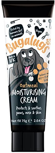BUGALUGS Dog nose balm 75g, Moisturising cream for paws, nose and skin for dogs contains Oatmeal, Vegan formula nose balm for dogs reduces skin irritation and redness (75g Moisturiser)