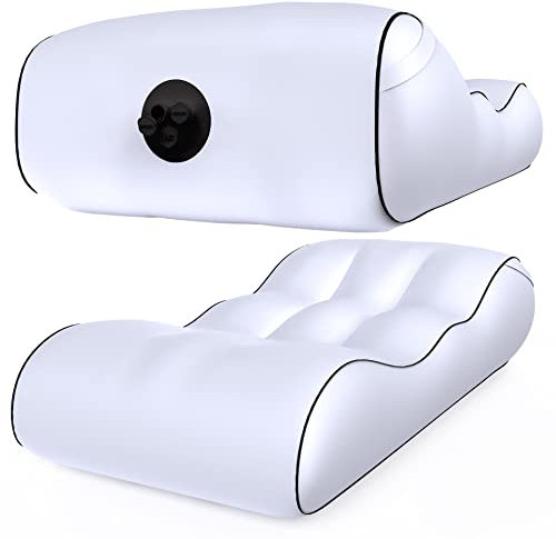 PHASFBJ Portable Lounger Chair with Built in Pump, Automatic Inflatable Couch, Ergonomic Design Blow Up Sofa Bed with Emergency Power Supply for Camping Beach Traveling Hiking Backyard,White