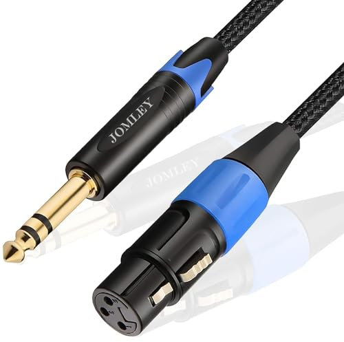 JOMLEY Cavo XLR Jack, Cavo Femmina XLR a TRS 6,35 mm, Cavo Microfono Bilanciato XLR Femmina a Jack Stereo TRS 6,35 mm per Amplificatore, Mixer - 2 metri