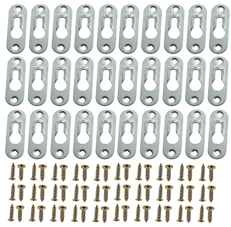 Gancio di Fissaggio a Serrature, Gancio per Buco Della Serratura, 30 Pezzi Staffa di Montaggio Nascosta Fibbia, Ganci per Buco Della Serratura, Elementi di Fissaggio per Gancio a Buco