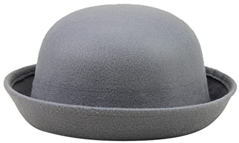 Eleganter Solider Hut für Erwachsene mit aufrollbarer Krempe, Panama-Melone, Fischerhut, Herren-Damen, Klassische Wolle, runde Melone Sonnen Hut Herren (Grey, One Size)