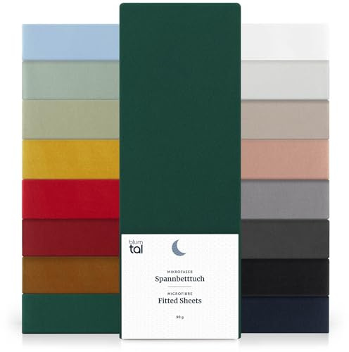 Blumtal® 2er Set Spannbettlaken 180x200x30cm aus Microfaser - Oekotex zertifiziertes Bettlaken Spannbettlaken in Dunkelgrün