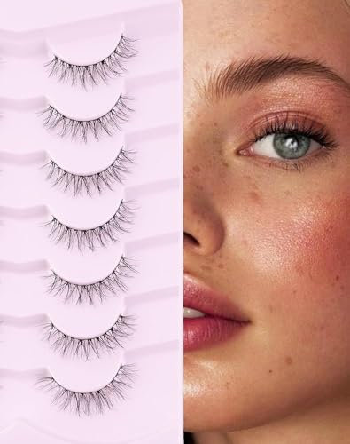 Onlyall Cils Naturels - 7 Paires de Faux Cils Légers D3 en Fausse Fourrure 3D - Look Naturel et Effilé