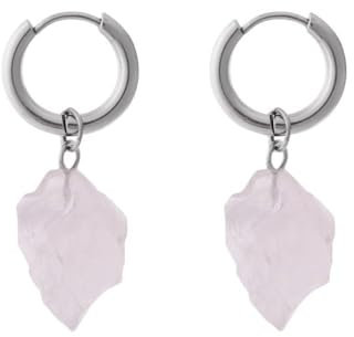 CuLtP Orecchini Pendenti In Quarzo Rosa Grezzo Naturale Con Pendente Irregolare Orecchini A Cerchio Pendenti Orecchini Con Pietre Preziose Gioielli In Equilibrio Reiki Di Cristallo Regalo Per Ragazz