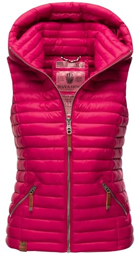 Navahoo Damen Steppweste Bodywarmer Übergangsjacke Weste mit abnehmbarer Kapuze Shadaa XS-3XL (DE/NL/SE/PL, Alphanumerisch, XS, Regular, Regular, Fuchsia)