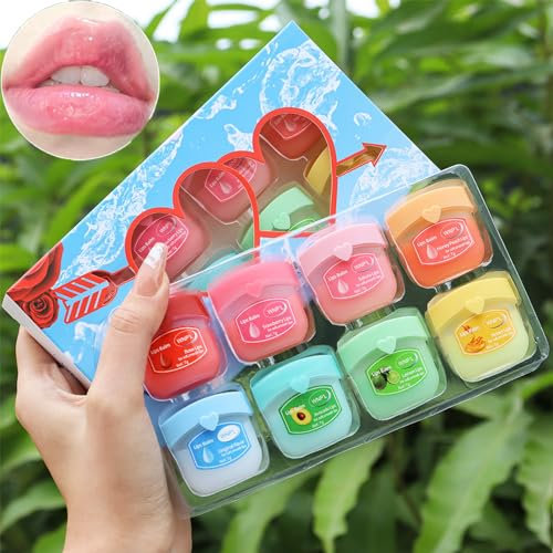 Moisturizing lip balm set, 8 lip balm sets, li-p bal-m se-t, For day and night lip care, Repair dry and peeling lips-Reduce lip lines and wrinkles
