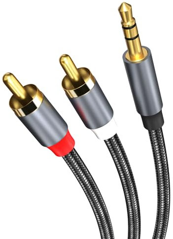 Chinch auf Klinke 3.5mm Aux Kabel von MMOBIEL – 3.5mm zu 2 RCA Stecker Audio Kabel – RCA Y Splitter – Klinke zu Cinch RCA Audio für Smartphones, MP3, Tablets, Lautsprecher etc. - 1,2m
