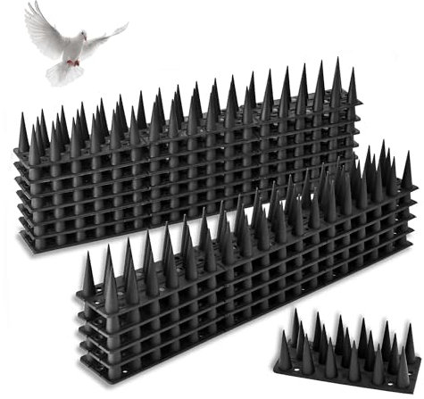 WUMEIJIAJU 12 Pieces Bird Spikes, Bird Repellent Spikes Plastic, Anti-Bird Nesting Spikes for Outdoor Garden Fence Roof Wall Railing Balcony Deterring Birds Pigeons Crows Woodpeckers, Cover 13.2 FT
