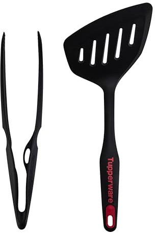 Tupperware Pince à ustensiles de cuisine à portée de main - Noire - Grande spatule à portée de main - Accessoire de cuisine - Pince à barbecue - Pince de service (avec aimant pour chat)