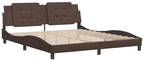 vidaXL Bettgestell, Bett ohne Matratze Zadar, Doppelbett für Schlafzimmer, Bettrahmen mit Lattenrost, Braun 180x200cm Kunstleder