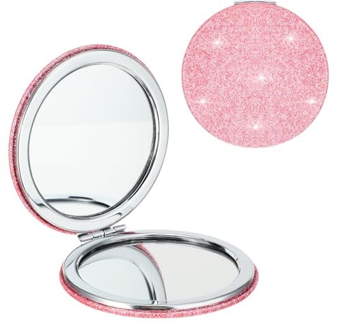 Mabor Espejo de viaje compacto plegable redondo mini espejo de maquillaje portátil brillante espejo de aumento lindo espejo de viaje de doble cara para mujer, bolso, cartera, oficina en casa, 568279_2
