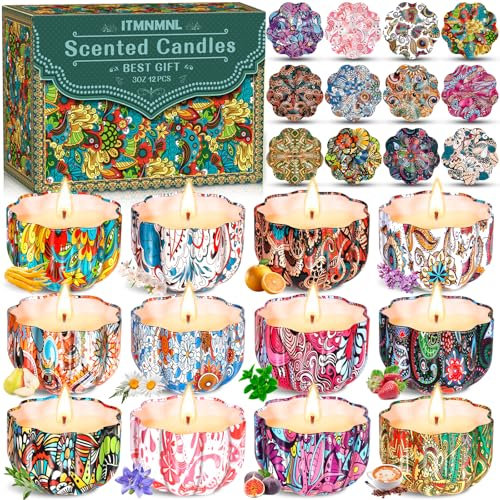 ITMNMNL Duftkerzen Geschenkset,Duftkerze 12 Pack Duftkerzen Set,Scented Candle,Kerzen Set,Scented Candle Set,Duftkerze Set für Damen,Geschenk Kerze,Kerzen Geschenkset für Weihnachten,Geburtstag