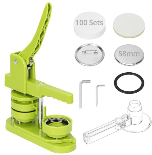 QWORK® Buttonmaschine mit 100 Sets 58mm Button Maker Supplies, auswechselbare Form und runder Papierschneider - DIY Geschenke Pin Maker Button Maker