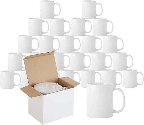 Yesuitme Sublimation Mugs 11oz Sublimation Blank White Mugs Large Handle Coffee Mugs with Gift Box (24)