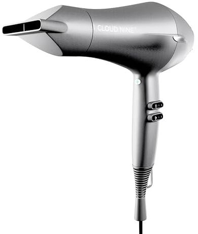 CLOUD NINE The Airshot Hair Dryer Starlight Grey Edition | Fast Compact 2000w All Hair Types | Variable Temperature Control Low Mid High | | Anti Static Technology