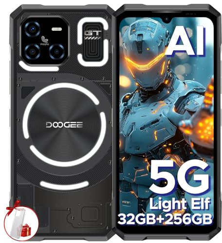 DOOGEE Blade GT 5G Movil Irrompible, Efecto de Luz LED, MTK7050 de 6 NM, 32GB+256GB/2TB,120Hz 6.72'' FHD+, 2025 Telefono Rugerizado Android 14, 48MP+20MP, NFC/Desbloqueo Facial/Huella Dactilar/ WIFI6