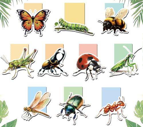 Magnetische Lesezeichen Kinder 10 Tiere Lesezeichen Magnetische, Ostergeschenke, Mitbringsel Kinder Gastgeschenke, Frühlingsdeko Schulanfang Geschenk Frühlingsgeschenk Insekt Lesezeichen