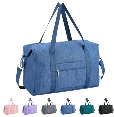 Narwey 20L für Ryanair Handgepäck 40x20x25 & Klein Handgepäck Tasche für Flugzeug - Faltbare Reisetasche Damen & Kliniktasche Geburt Sporttasche Weekender Krankenhaustasche Damen Herren (Marineblau)