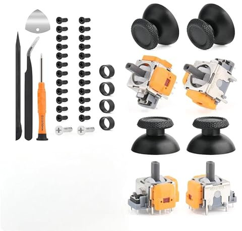 Lot de 4 sticks effet Hall compatibles avec manette PlayStation 5 PS5 - Effet Hall - Pour manette PS5 - Anti-dérive - Joystick 3D - Avec 4 capuchons de pouce - Kit de réparation de rechange