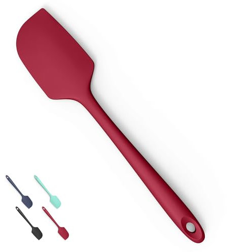 Doosu 28,9 cm Silikonspatel, 315 ℃ hitzebeständiger flexibel Teigschaber, lebensmittelecht nahtloser Küchenspatel Antihaft Kochhelfer zum Backen Schaben Mixen Ausbreitung (Rot)