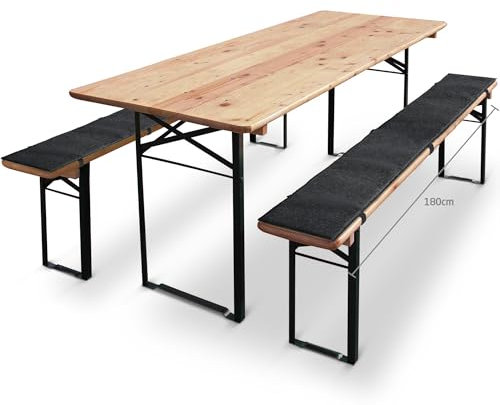 Miqio Design Filz Bierbankauflage - 25x180cm - Bankauflage bequem gepolstert - Sitzauflage für Bierzeltgarnitur - Sitzpolster für Bierbänke - Dunkelgrau anthrazit
