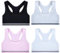 Lancry 4 pezzi crop top per ragazze età 7-14 anni morbido cotone ragazze crop top non imbottito racerback bambini primo reggiseno sport allenamento reggiseni, Nero+bianco+grigio+rosa, 7-9 anni
