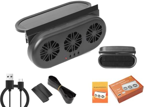 Car Solar Powered Window Exhaust Fan Air Purifier,Window Fans Auto Air Vent Ventilation Cooling,Portable Ventilator Automobile Vent Radiator Energy Saving Purifiers for All Kinds Cars (black)