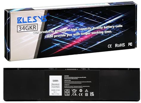 BLESYS 54Wh 34GKR Batterie pour Dell Latitude E7440 E7450 14 7000 Series 3RNFD PFXCR F38HT G0G2M T19VW 451-BBFT 451-BBFV 451-BBFY 451-BBFS 7.4V